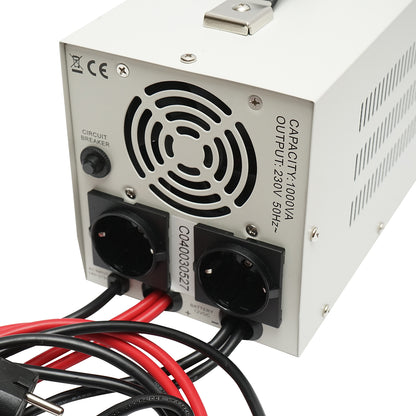 UPS with inverter for heating central 700W/1000VA, pure sine wave 12V/230V, 2 schuko sockets, LCD display, AVR Breckner Germany