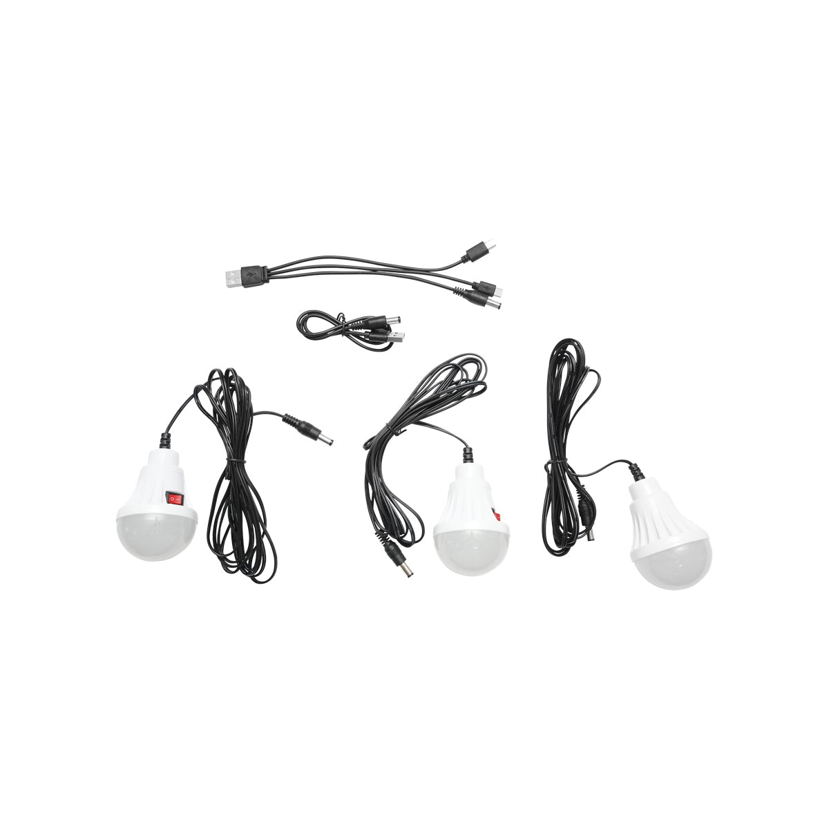 Portable LED lighting kit with 3 bulbs/projector, solar panel and 3.7V, 4500Ah battery for fishing camping GD-8080