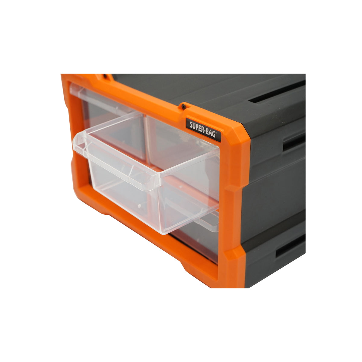 Modular orange plastic storage box, 4 drawers 158x266x170mm Breckner Germany