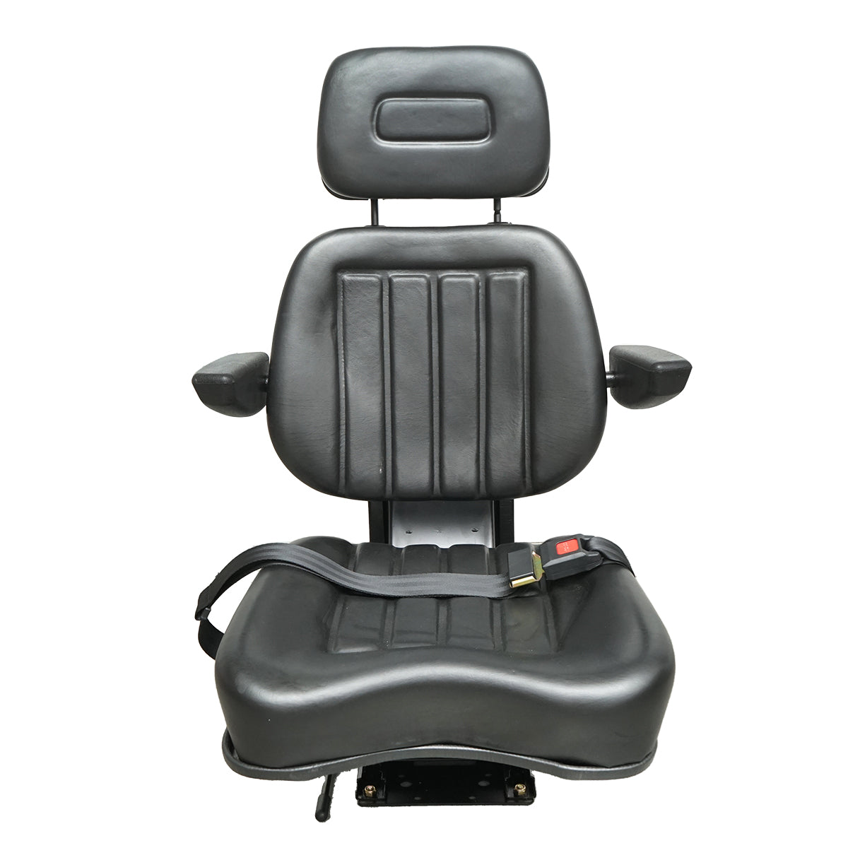 Universal seat with seat belt, headrest and armrests for agricultural or industrial machinery, forklift