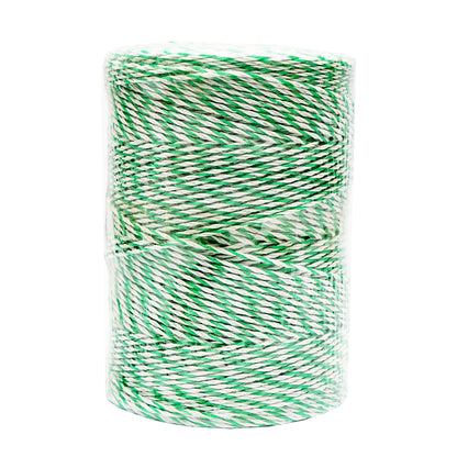White-green wire roll 2.5mm with metal insert 4x0.2mm SS, resistance 7 Ohm/m, 500m electric fence Breckner Germany