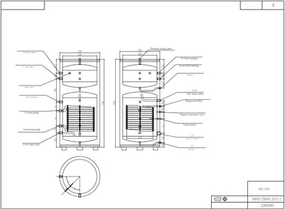 Puffer 100L, Boiler 250L hot water pressurized 3KW, 220V for SPRSUN heat pumps