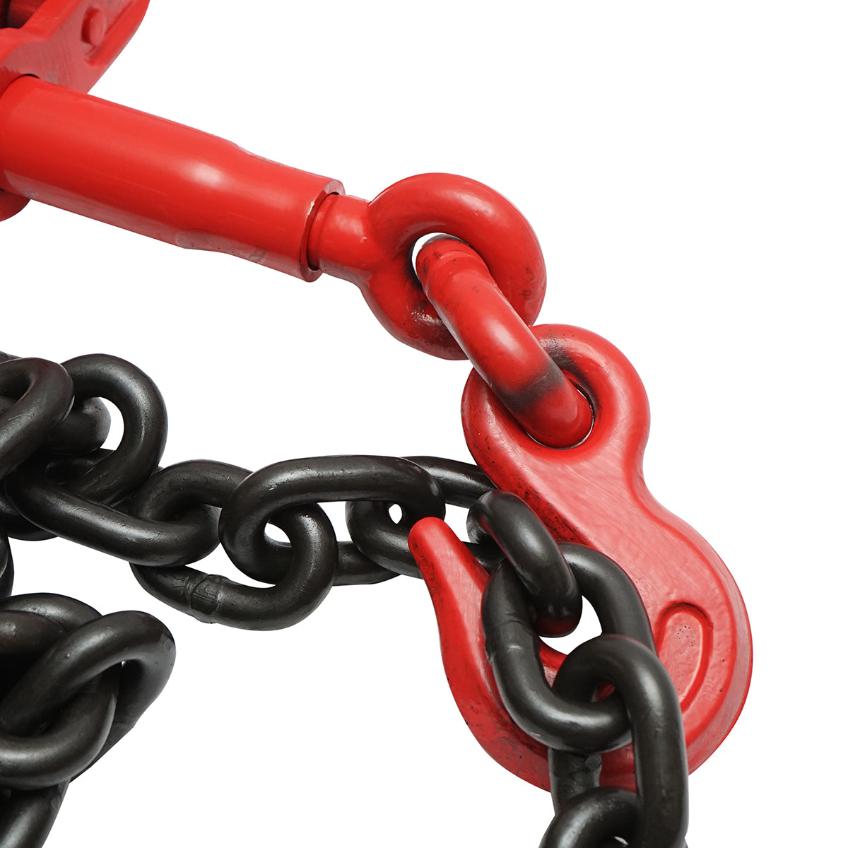 Anchor chain for heavy machinery with a ratchet tensioning device, load capacity 10T, chain length 4m, link thickness 13mm.