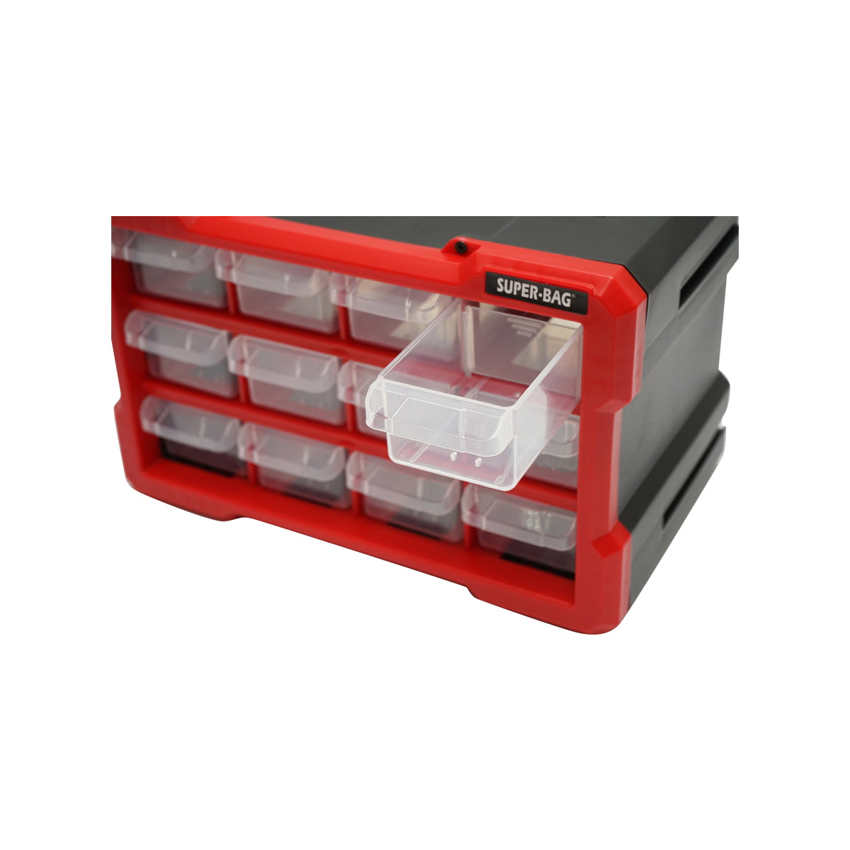 Modular orange plastic storage box, 12 drawers 158x266x170mm Breckner Germany