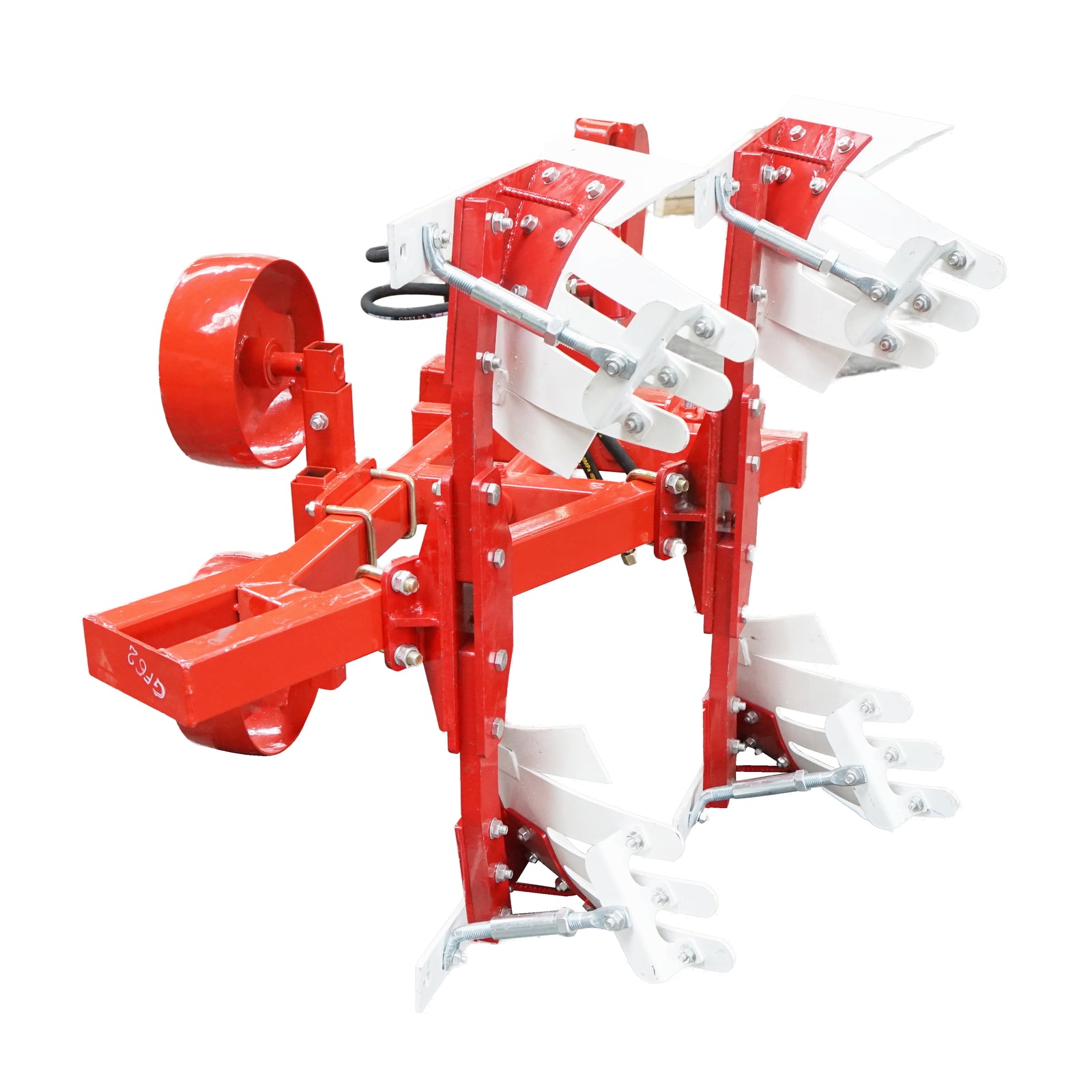 Agricultural plow with 2 reversible hydraulic bodies, Konig Traktoren serrated shares.