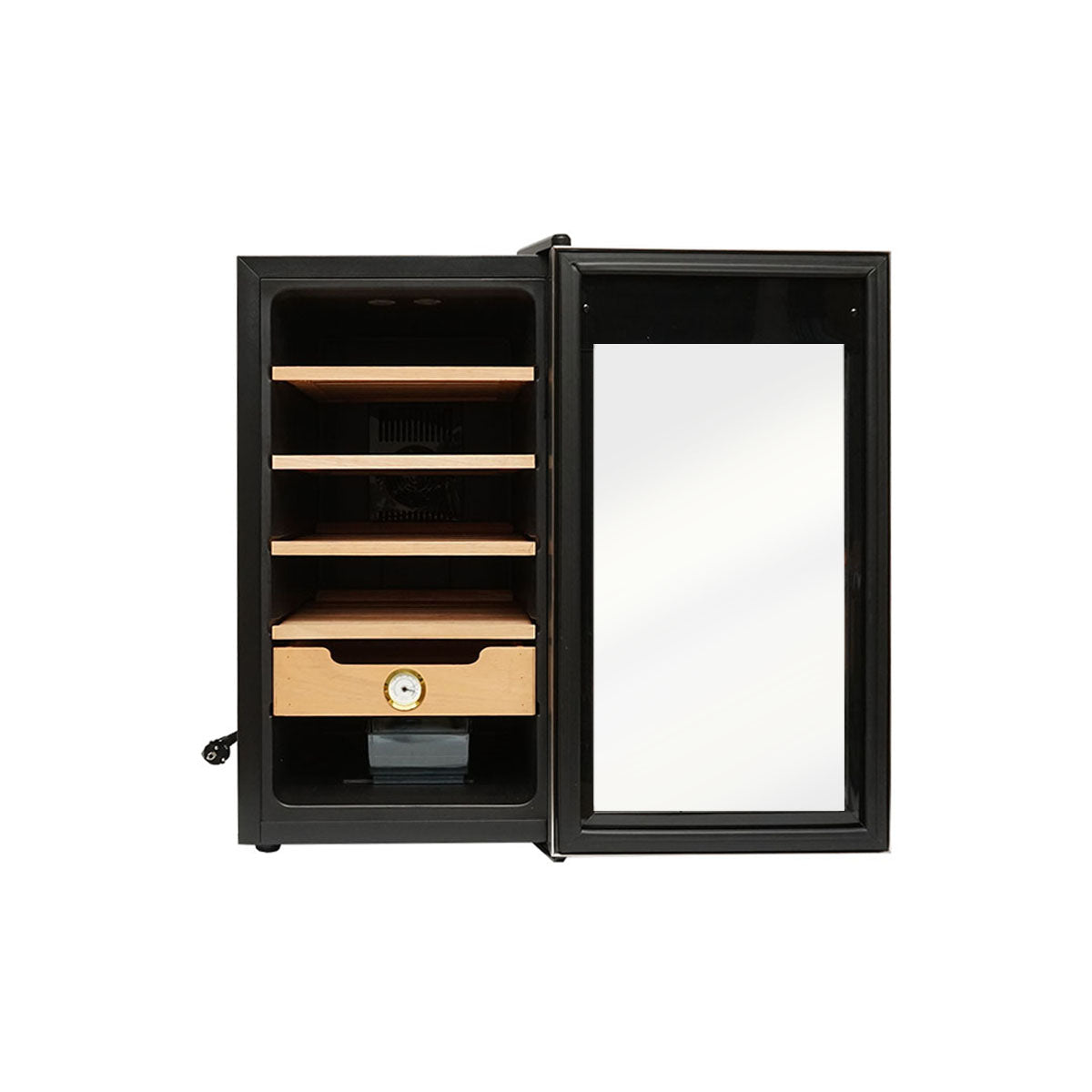 Cigar humidor with 4 wooden shelves and adjustable thermostat 50L, 65W 220V