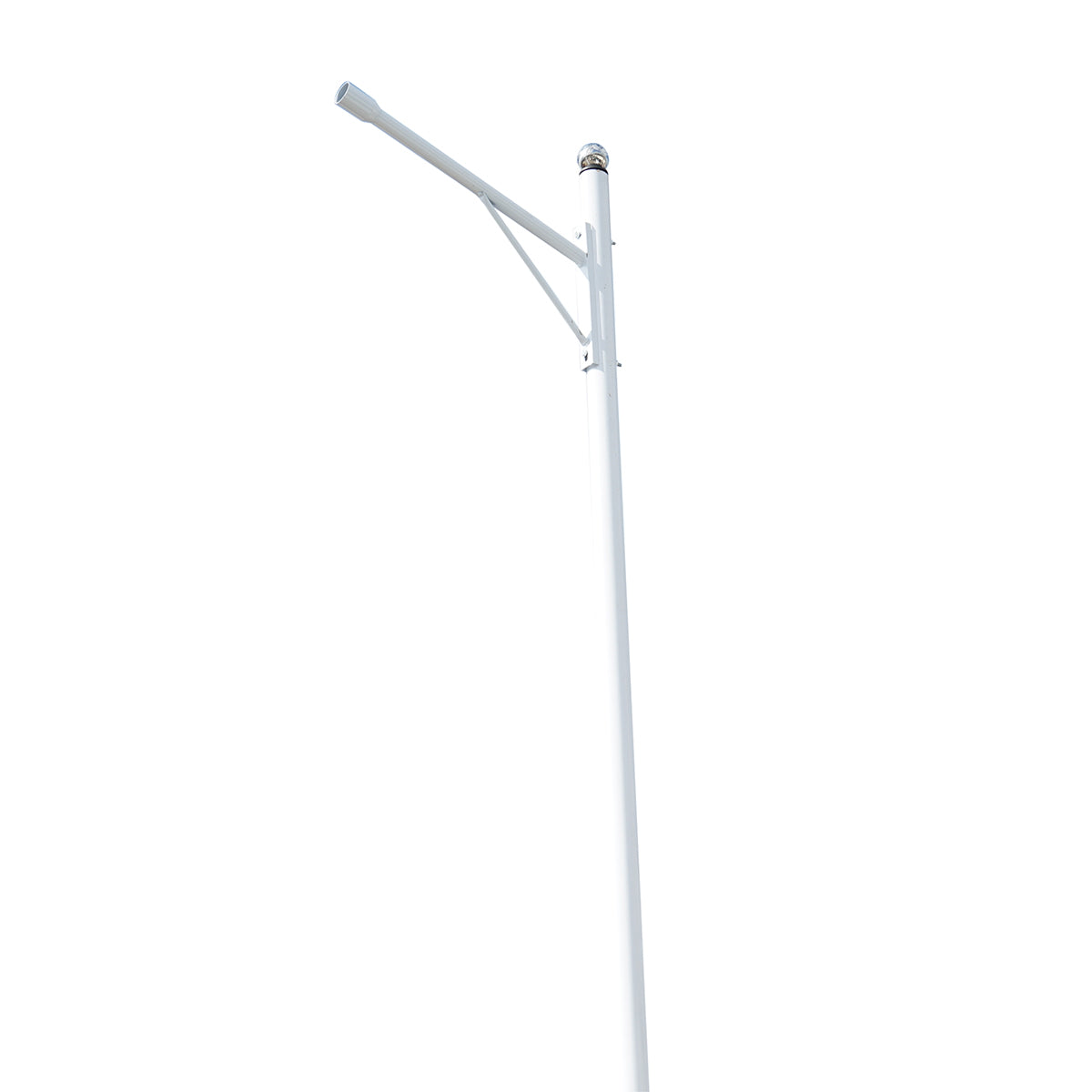 5m steel light pole with horizontal arm and concrete mounting flange