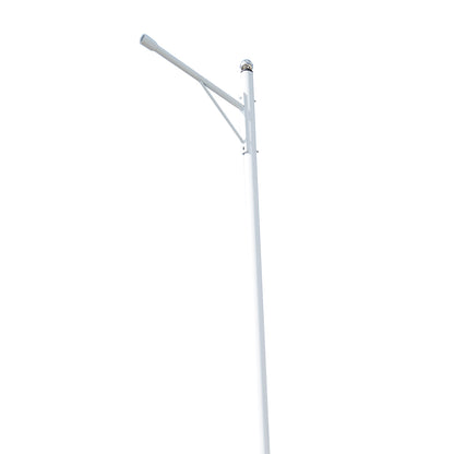 5m steel light pole with horizontal arm and concrete mounting flange