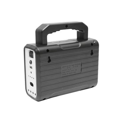 Portable LED lighting kit with 3 bulbs/projector, FM radio, solar panel remote control and 6V, 2 Ah battery for fishing camping GD-8028