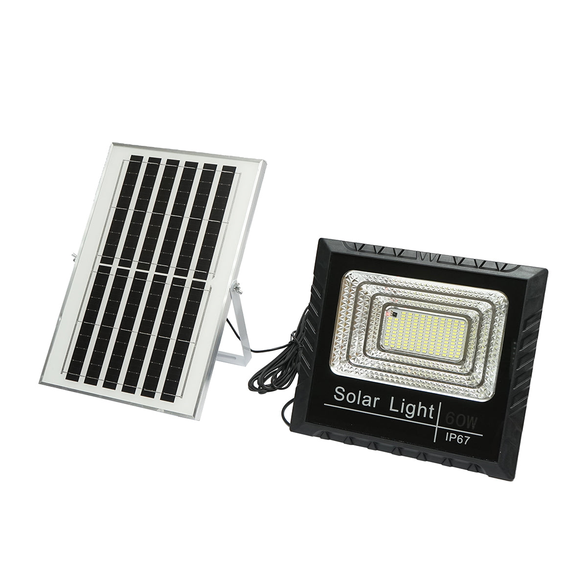 60W LED projector with 10W solar panel, 1200mAh battery, and remote control IP67 Breckner Germany