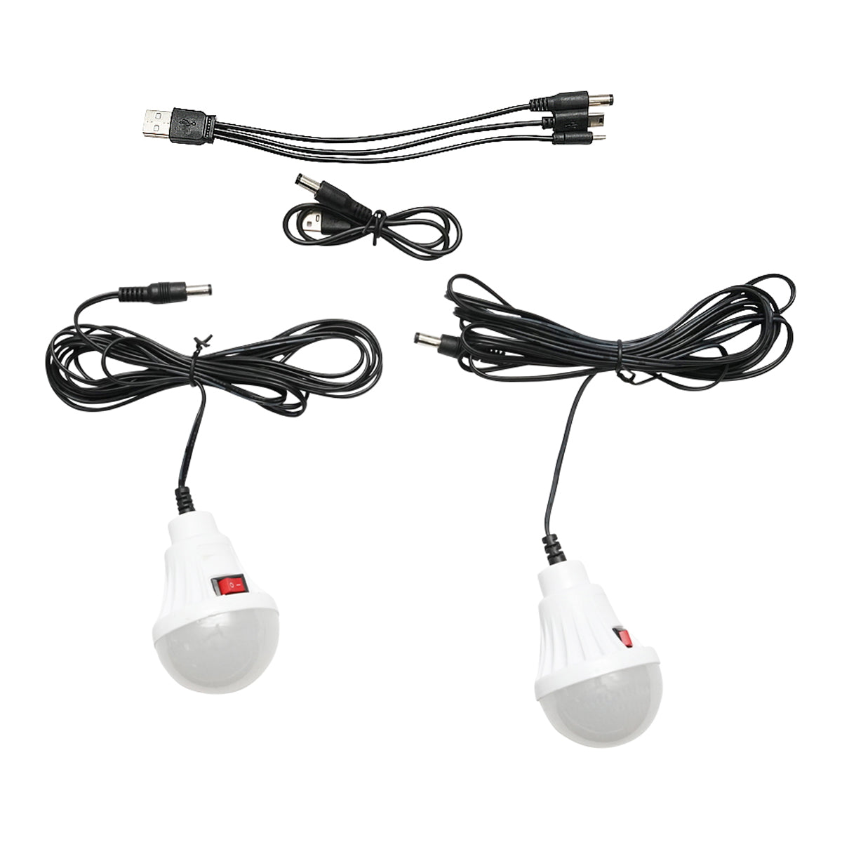 Portable LED lighting kit with 2 bulbs/projector, solar panel and 4000 mAh battery for fishing camping GD-8077