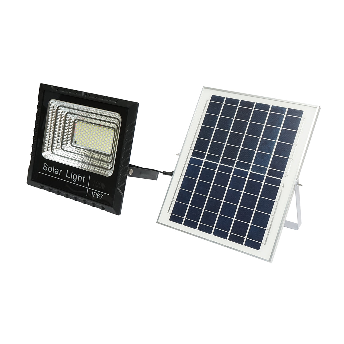 100W LED projector with 15W solar panel, 1800mAh battery, and remote control IP67 Breckner Germany