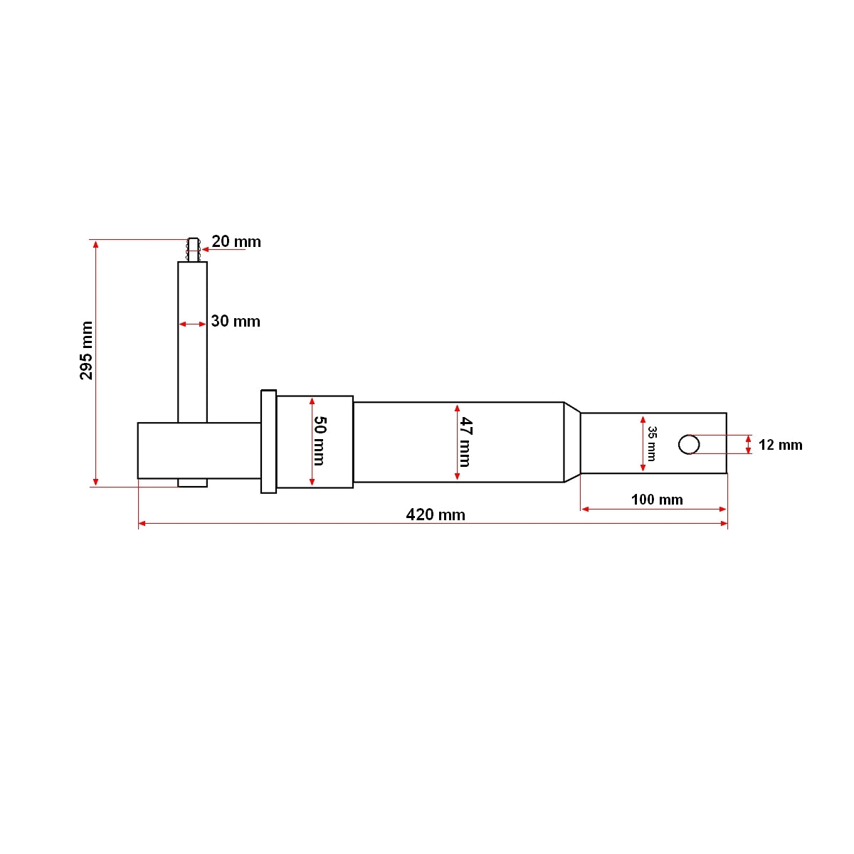 Axle for mower hitch 1.65 & 1.85 (Polish model 165/185)