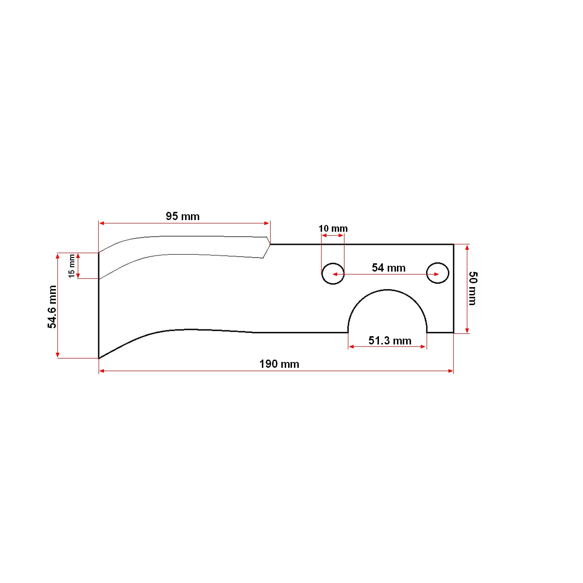 Right knife for the RTS70 milling machine