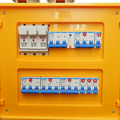 Group distribution board for portable site organization 2x415V/16A, 4x230V/16A, 1x415V/32A, 1x415V/63A, 370x340x330mm IP44/67 SUNTREE