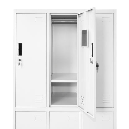 Metal cabinet type locker cushioned 1800x900x450mm 3x2 with 6 secured doors, gray Breckner Germany