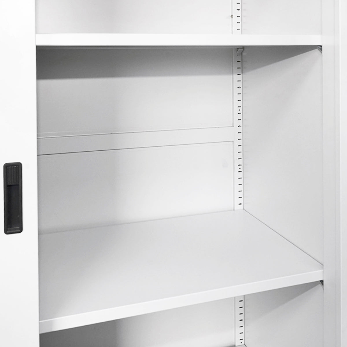 Metal locker cabinet 1900x1200x450mm with 2 secured sliding doors, 4 shelves, max 50kg/shelf, gray Breckner Germany