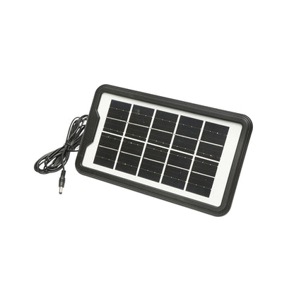 Portable LED lighting kit with 3 bulbs/projector, FM radio, MP3, solar panel, and 3.7V, 4500 mAh battery for fishing camping GD-P30FM