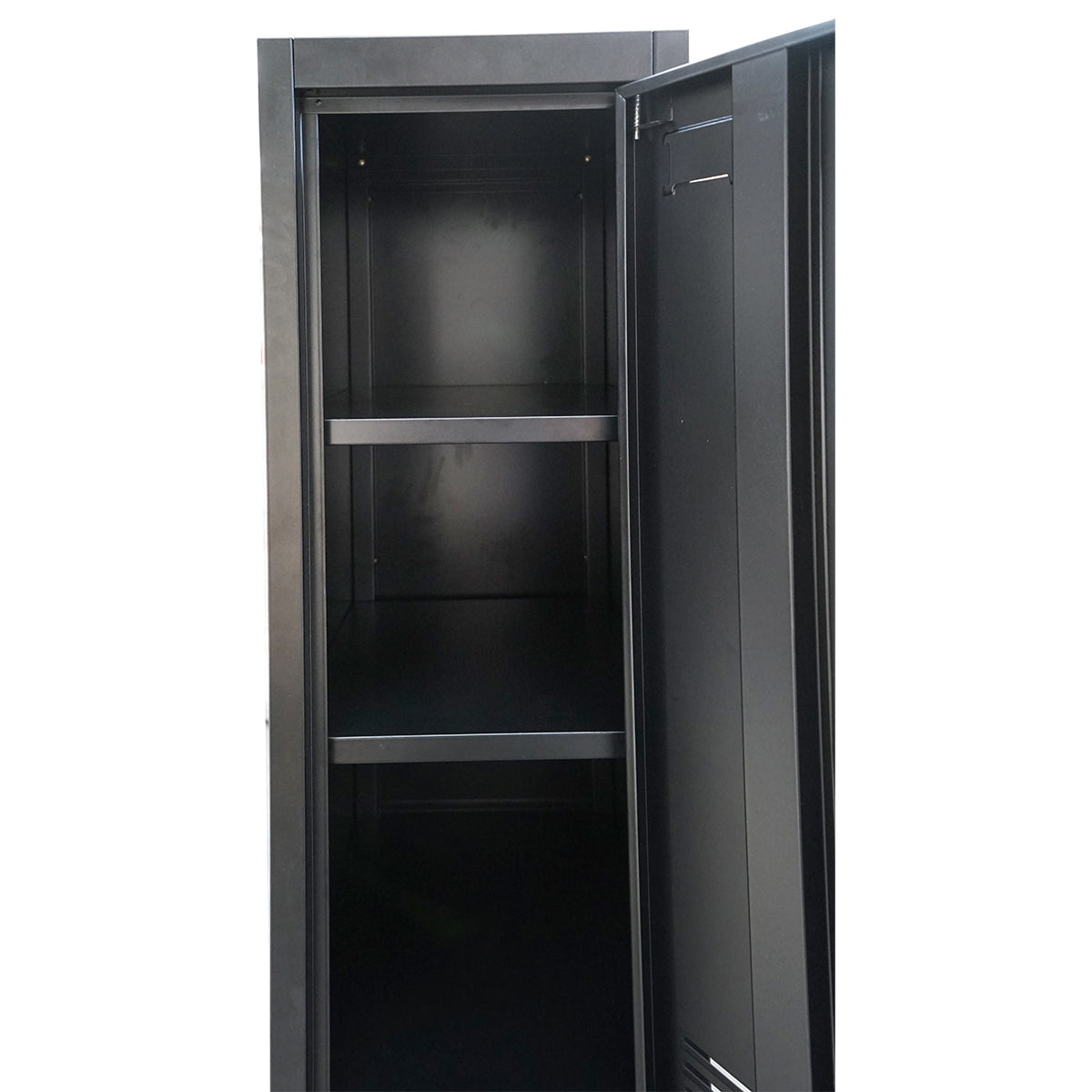 Double metal cabinet locker type with 2 secured doors 1850x380x450mm, black Breckner Germany
