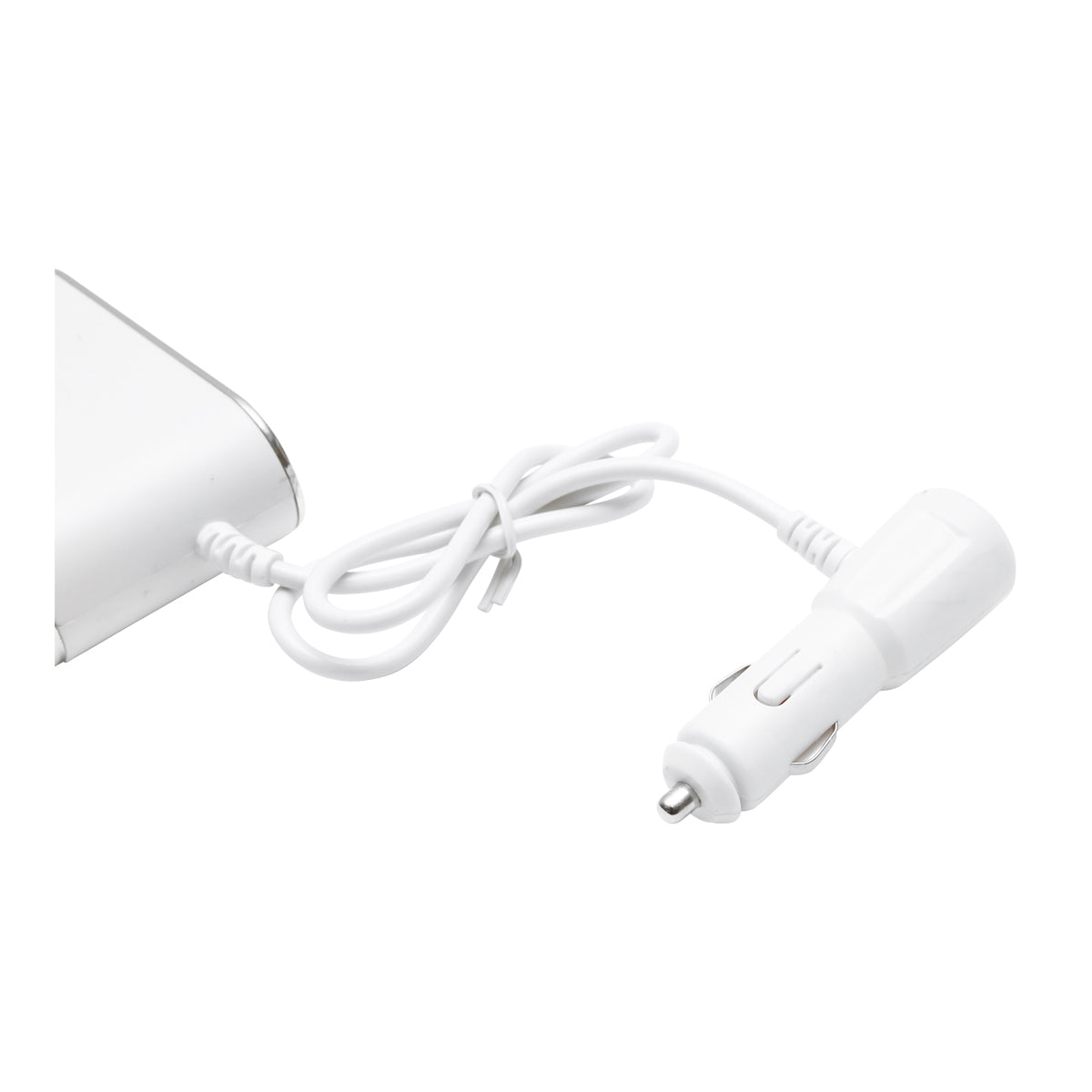 Triple car lighter adapter 12/24V white with individual switch and 1 USB port 5V 2.1A