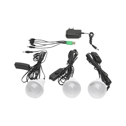 Portable LED lighting kit with 3 bulbs/projector, solar panel and 6V, 3Ah battery for fishing camping GD-17