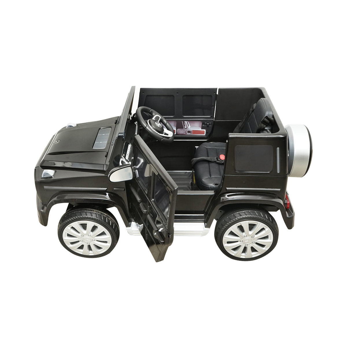 6V/7Ah battery-powered electric car with remote control for children Mercedes G500 JJ2077 black with leather seat