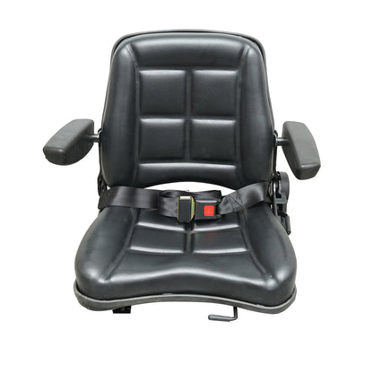 Universal seat with seat belt and armrests for agricultural or industrial machinery