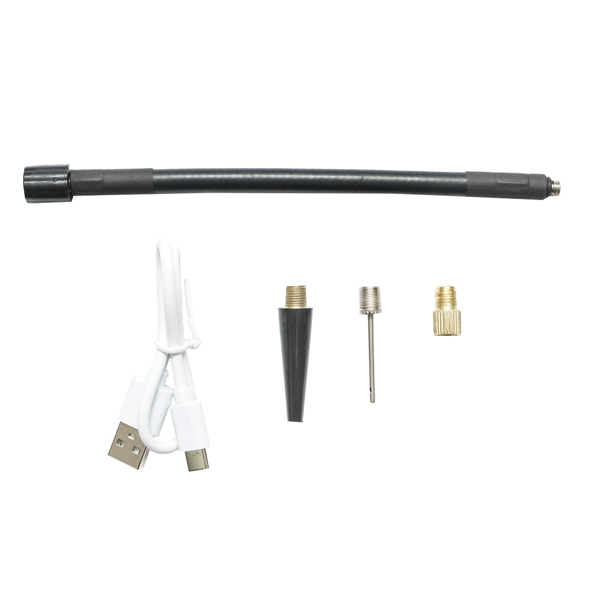 Black portable air compressor 36W with 4000mAh rechargeable battery and accessories