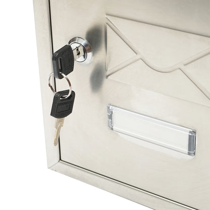 Stainless steel mailbox 320X230X90mm with 2 keys and mounting accessories