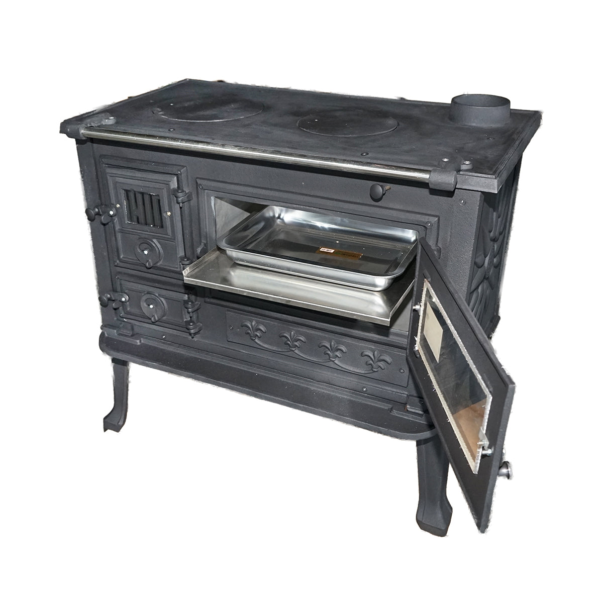 Wood stove with hotplate and cast iron oven 830x520x800mm