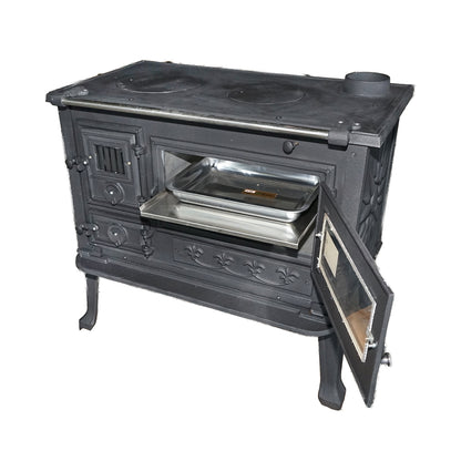 Wood stove with hotplate and cast iron oven 830x520x800mm