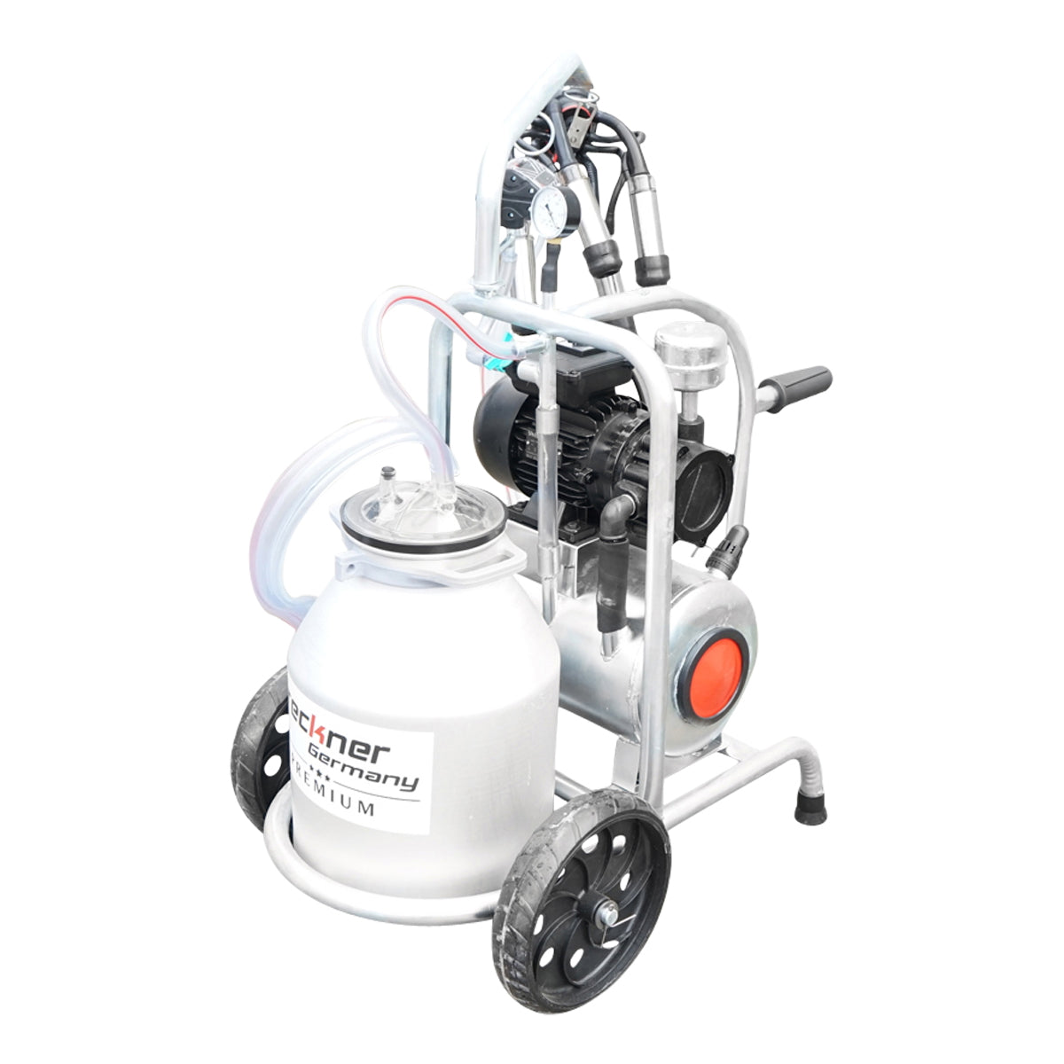 Cow milking machine with 160cc collecting group, galvanized chassis, 30L aluminum tank, 1 station Breckner Germany