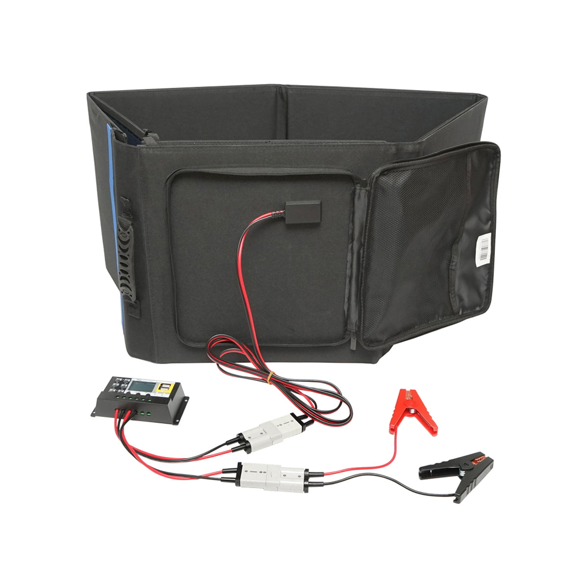 200W solar panel with voltage regulator 12/24V, 20A, 10 segments (370x370x70mm) portable suitcase type Breckner Germany