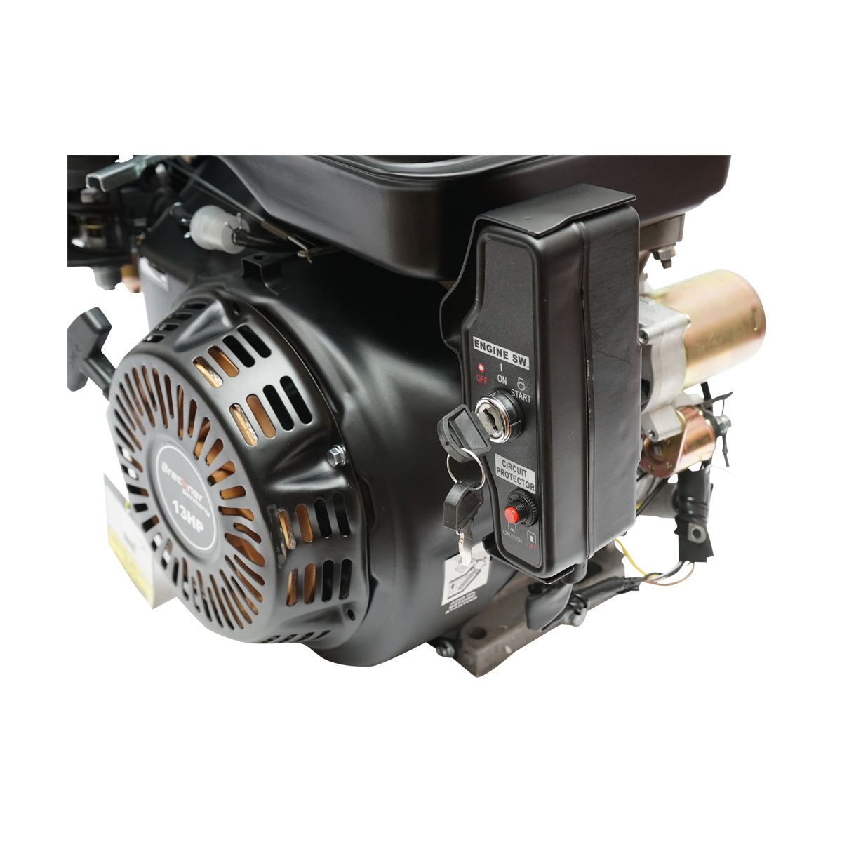 Gas engine 13HP, 4-stroke, 25mm pin shaft, key/rope start, Breckner Germany reducer attachment