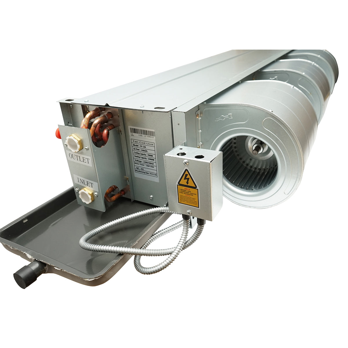 Ventilator convector 7/10.4KW duct type FP-136WA for ceiling, 2 pipe system Fan Coil Unit