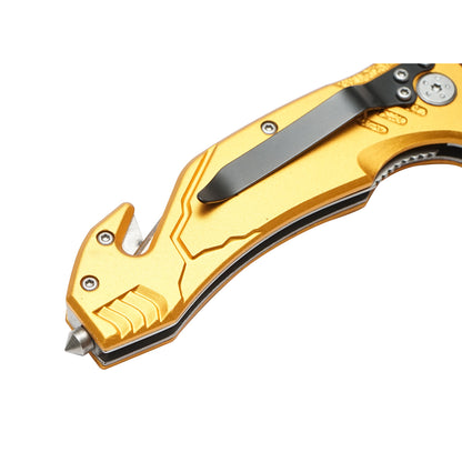Multifunctional folding knife made of stainless steel, aluminum handle, belt clip 205mm Crownman