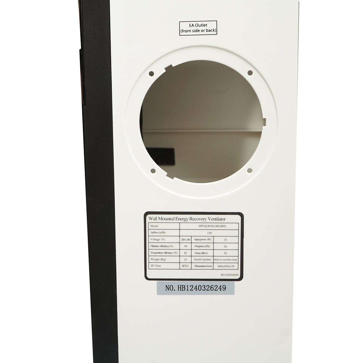 Heat recovery ventilation unit, wall mounted 150m3/h, 35W, 220V ERVQ-B150-1A1F