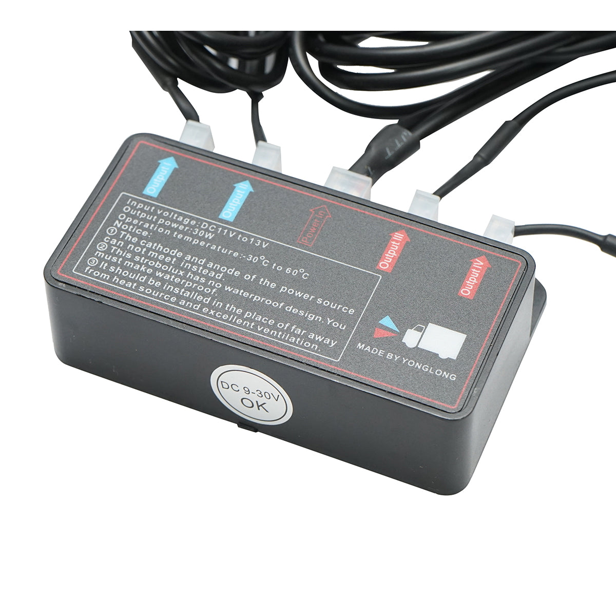 Set of 4 LED strobe lights 24W, 12-24V, yellow, control unit with 4 modules 110x28x12mm