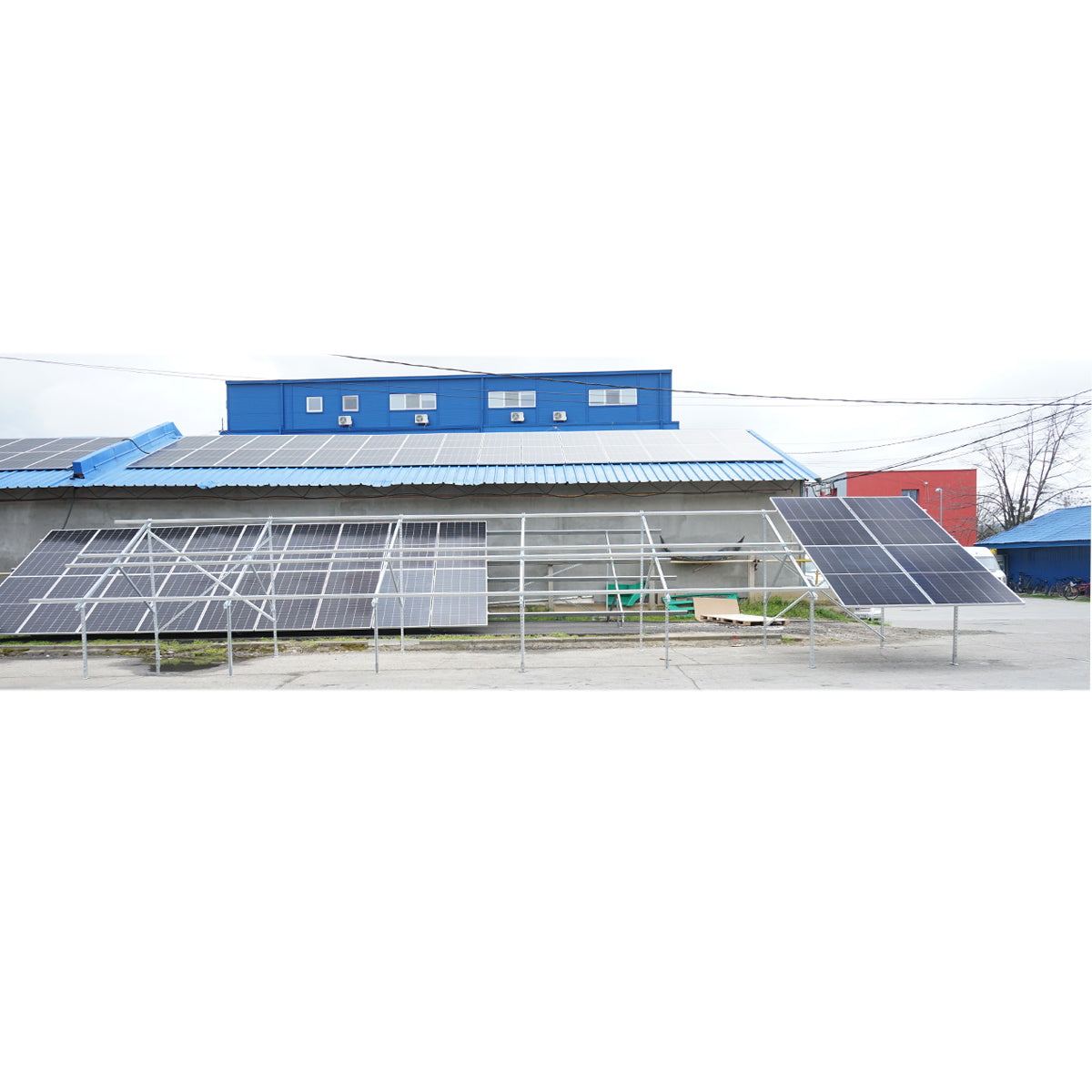 Complete mounting system, ground structure for 22 photovoltaic solar panels 13KW angle 25 degrees Breckner Germany