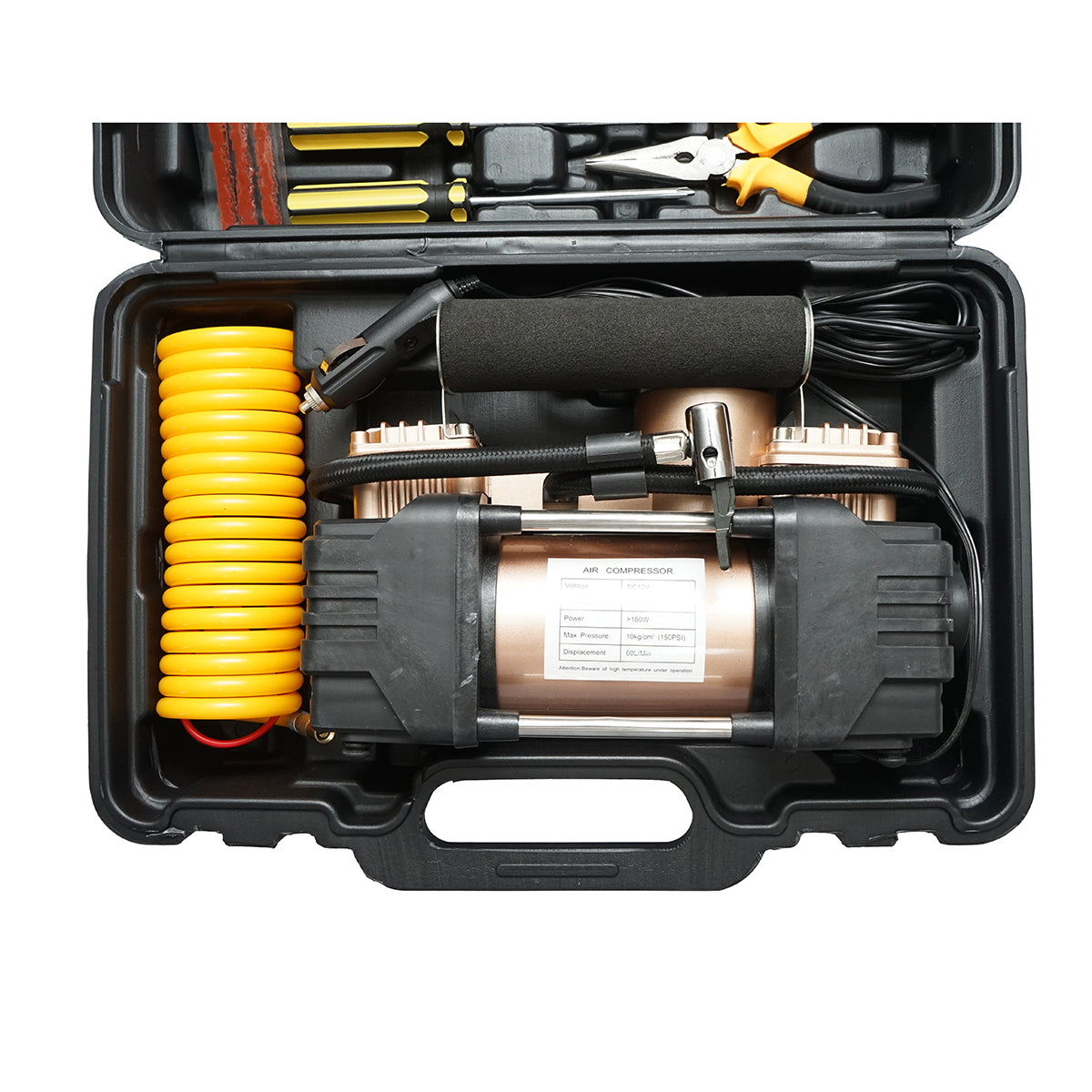 12V 180W tire inflator compressor, 150PSI, 45l/min, 3m cable, auto puncture kit Breckner Germany