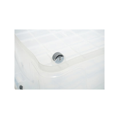 40L storage box with lid and wheels made of transparent plastic 725x470x200mm