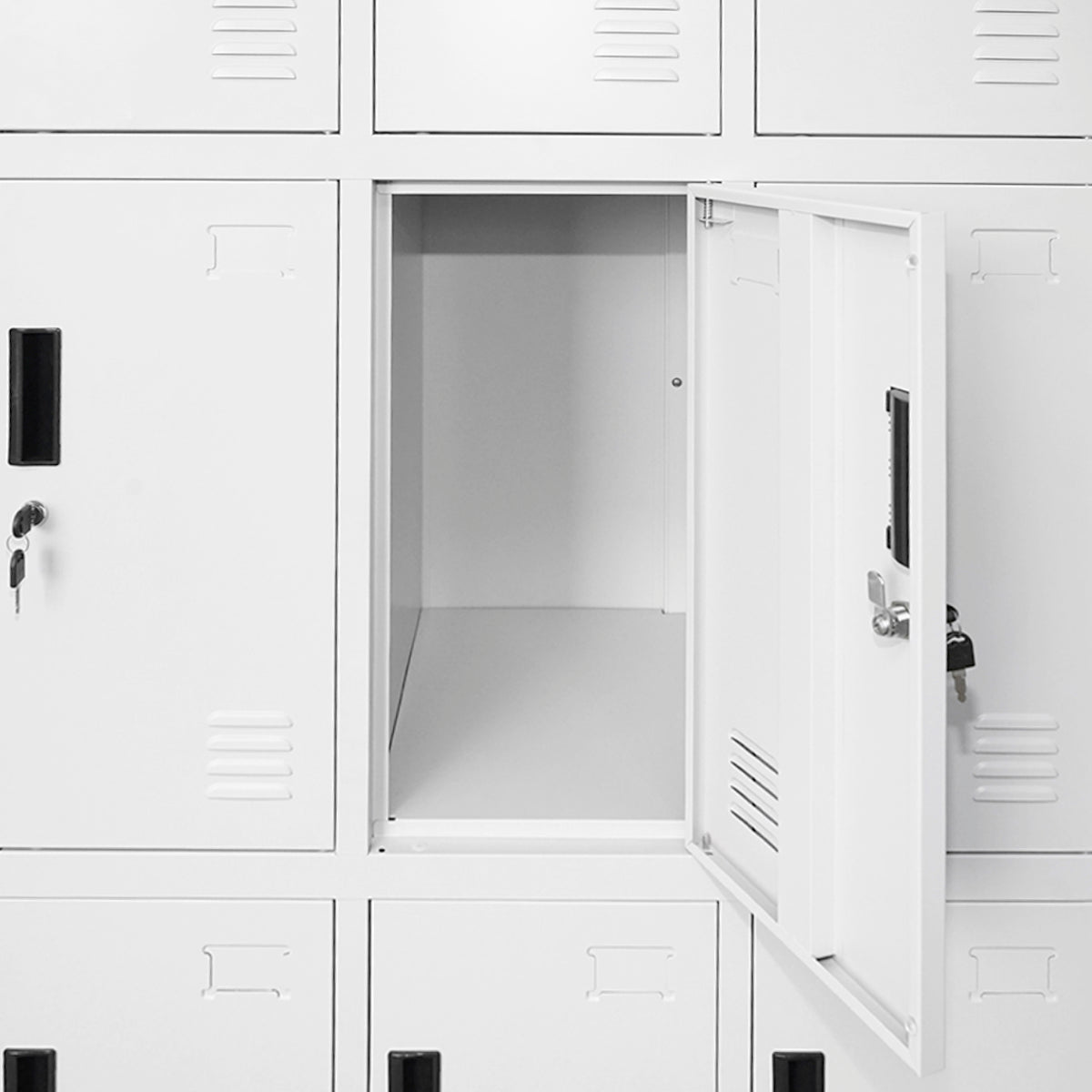 Metal cabinet type locker cushioned 1800x900x450mm 3x3 with 9 secured doors, gray Breckner Germany