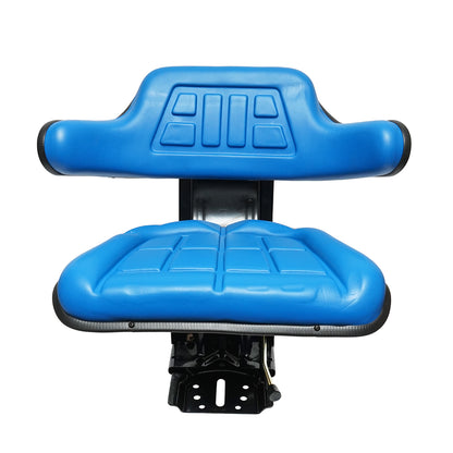 Blue tractor seat with triple adjustment and damper for UTB U-445 and U-650