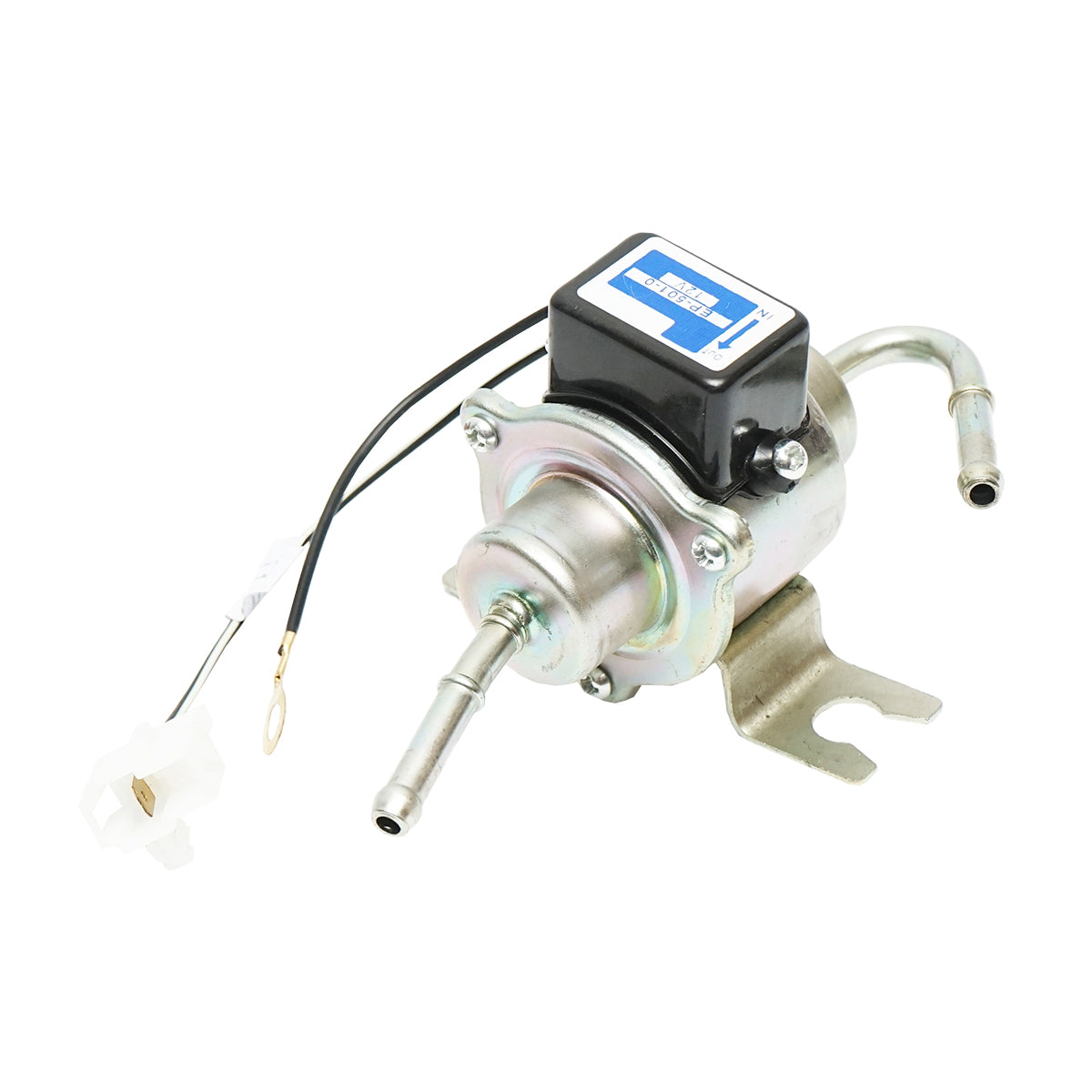 Universal electric fuel pump with integrated filter, 12V, L=145mm, dia 6mm for diesel/gasoline OEM YK-3106, EP-501-0