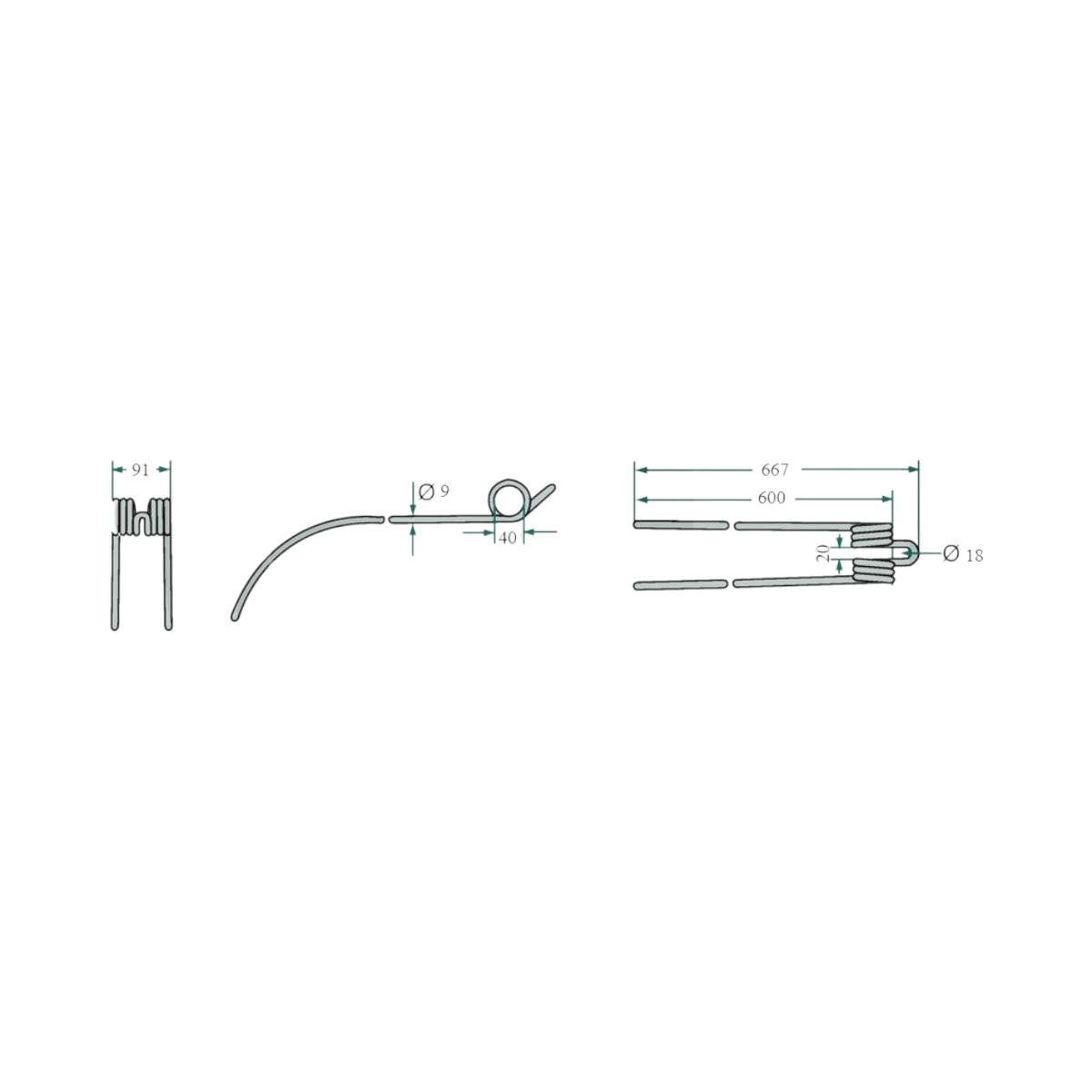 Elastic claw for Deutz Fahr rake