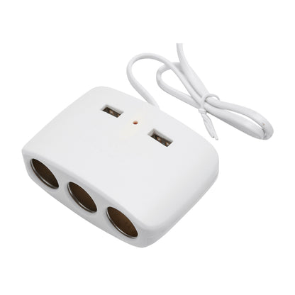 Car triple adapter 12/24V white and 2x USB port 5V/1000mA