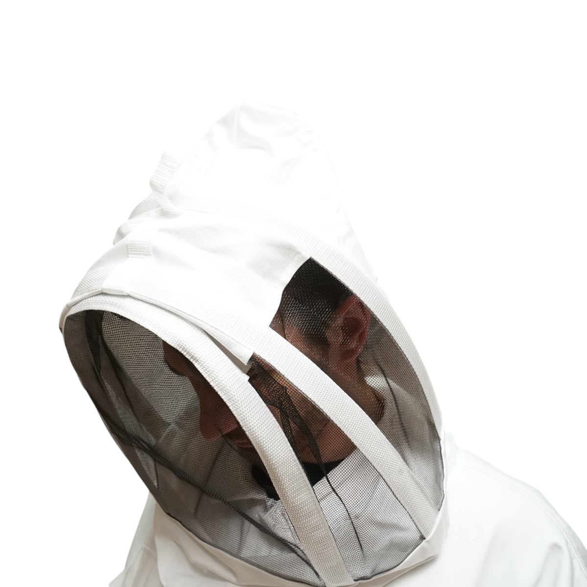 White beekeeping suit with hooded protective mask size XL