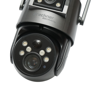 Dual-lens surveillance camera 6 MP, 4G, WIFI 2.4 GHz with solar panel, 10000 mAh battery, 360 degrees PTZ, human PIR detection, night vision and Ubox application.
