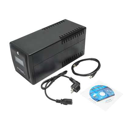 UPS 1500VA/900W with 2x9Ah batteries and 4 schuko sockets, LCD, USB, AVR Breckner Germany
