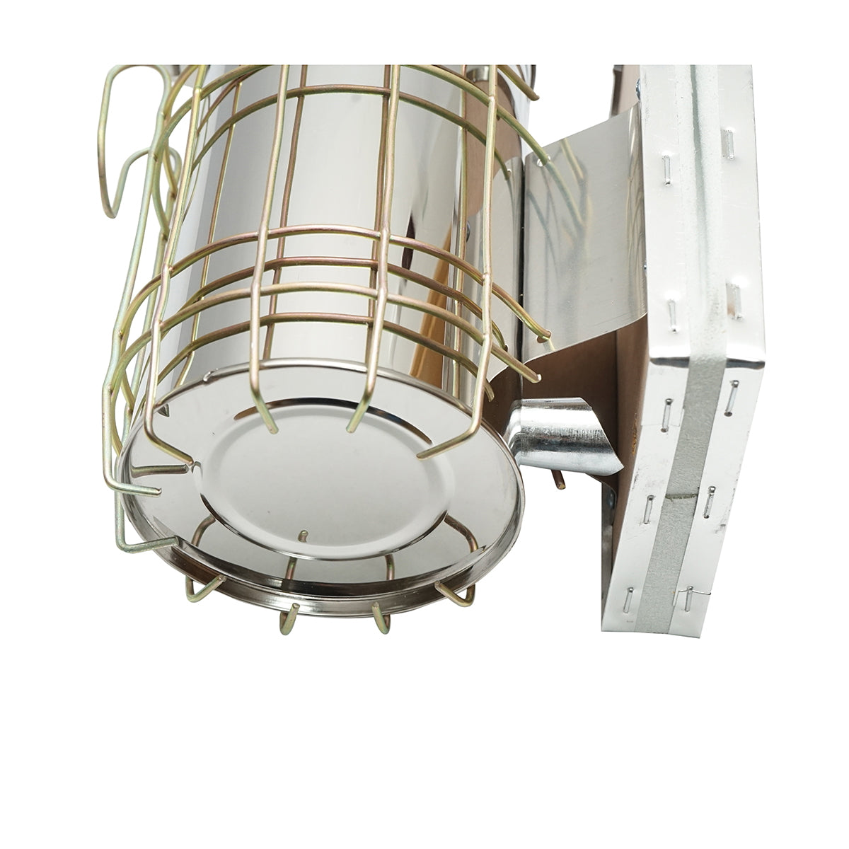 Stainless steel bee smoker with thermal shield cylinder and leather bellows 250mm
